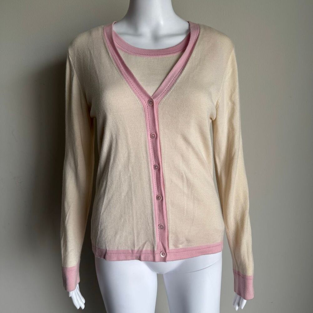 Vintage Escada 100% Cashmere Twinset Knit Cardigan & Layered Shell Set